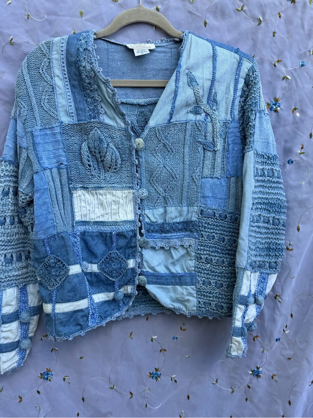 Vintage blue and white patchwork cotton jacket